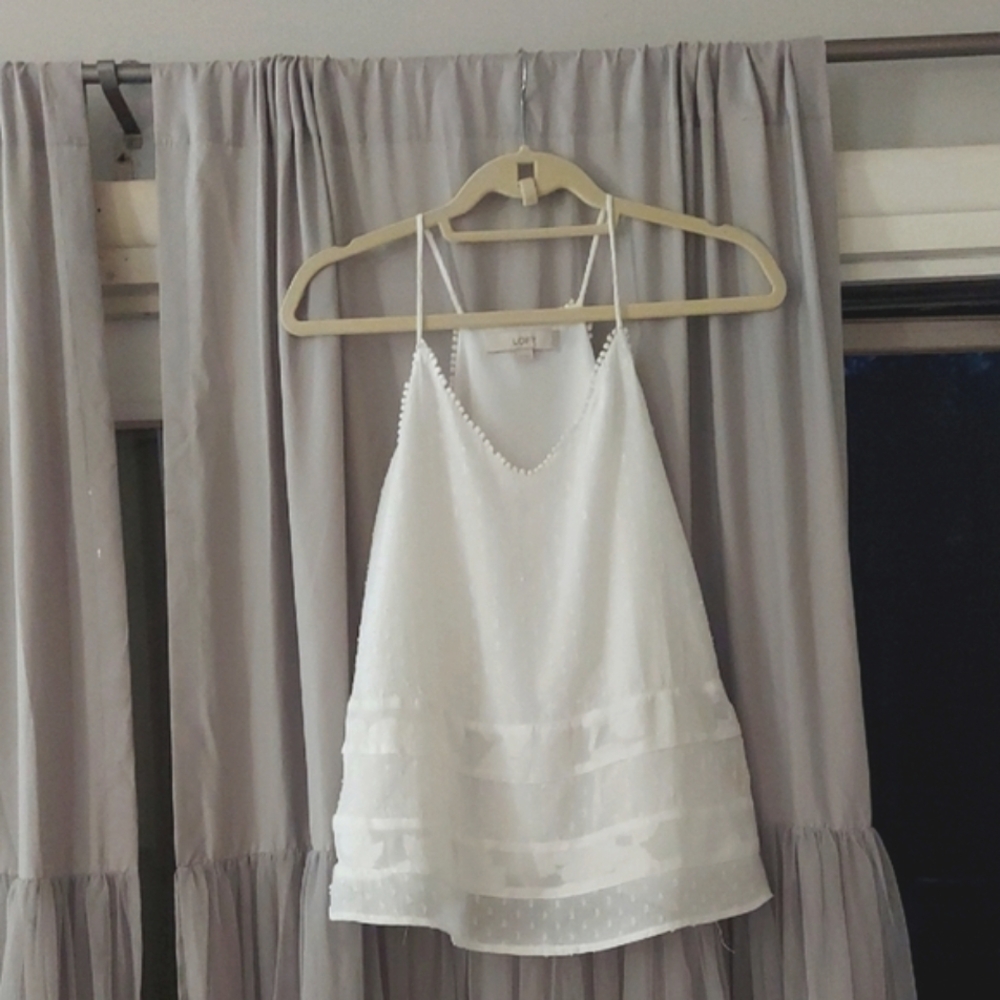 Ann Taylor LOFT White Sleeveless Flowey halter Top Sz M